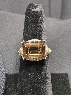Dallas Prince Designs DK 925 Sterling Silber Rauchquarz Citrin Cocktail Ring