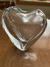 Clear Glass Hand Blown Heart Shaped Vase/Paper Weight 4 Tall