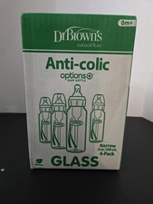 Dr Brown s Anti-Colic Glass Baby Bottles Narrow 8oz 250ml 4 Pack