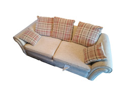 Chiltern 3 Seater Sofa + Matching Ottoman Footstool – Grey Fabric – Good Conditi