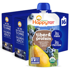Happy Tot Organics Stage 4 Baby Food Pouches, Gluten Free, Vegan Snack, Fiber 