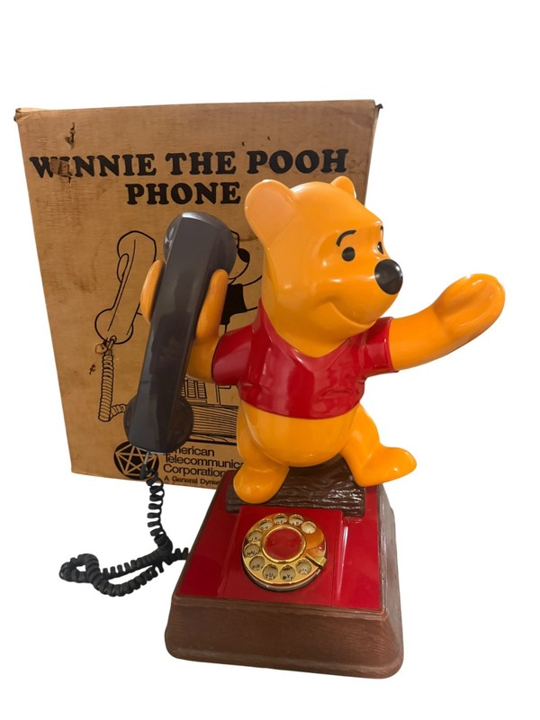 Vintage Winnie The Pooh Bear Phone Rotary Telephone  Rare Disney With Org. Box 