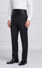 Men's Handmade Custom Tuxedo Pants - Premium Black Formal Trousers Size 34