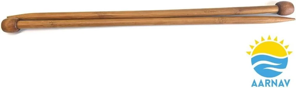 2x35cm 10mm Bamboo Knitting Needles Single Pointed Long Wooden Needles - image 4 of 4