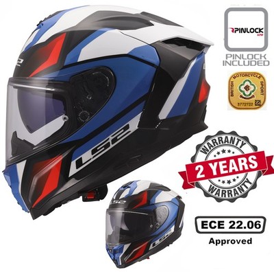 LS2 FF817 Challenger II  Dual Visor  FullFace Motorbike Helmet Viper White Blue