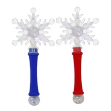 4 Pack LED Snowflake Light-Up Wands 10-Inch Glow Wand with Crystal Ball Handle