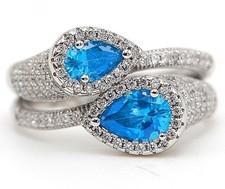 2CT Aquamarine  Topaz 925 Solid Sterling Silver Ring Jewelry Sz 7 UB3-5