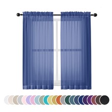 OWENIE Sheer Curtains 54 Inch Length 2 42"W x 54"L Pack of 2 , Royal Blue
