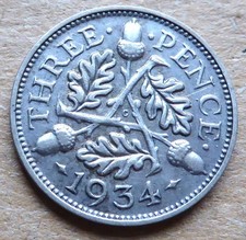1934 Silver Three pence.