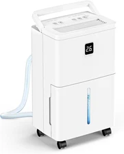 25 Pint Dehumidifier for Basement, up to 3000 Sq.Ft, Quiet Dehumidifier with Dra