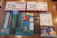 Gilbert ERECTOR SET Parts Hardware Manual Large Lot Mixed Metal + 2 Cases - mjk!