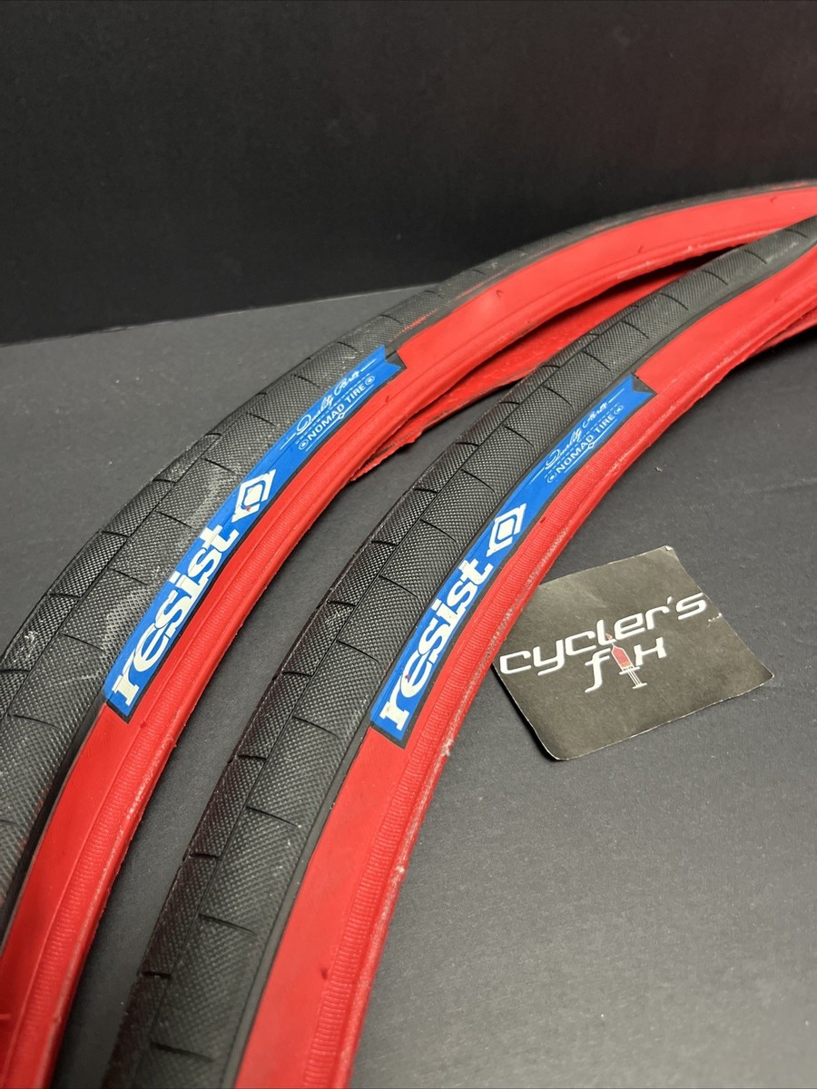 NOS Resist 700x35c Nomad Tire Set Slick Red Wall BMX Bike Fit