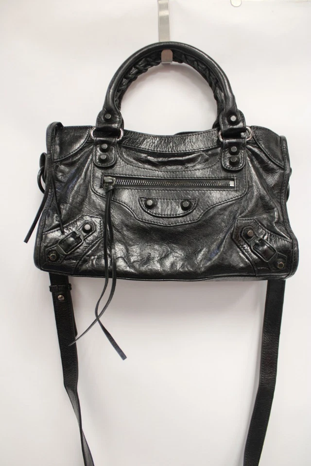 BALANCIAGA Le City Black Mini Leather Handbag Made In Italy 11"X7" - W69 - Image 2 of 4