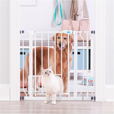 Carlson 29.5  36.5  Extra Wide Dog Gate with Small Pet Door, Walk-Through Pressur