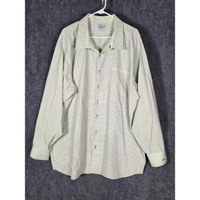 Ensy Custom Shirtmaker Mens Green Grid Check Long Sleeve Button Down 27.5x35