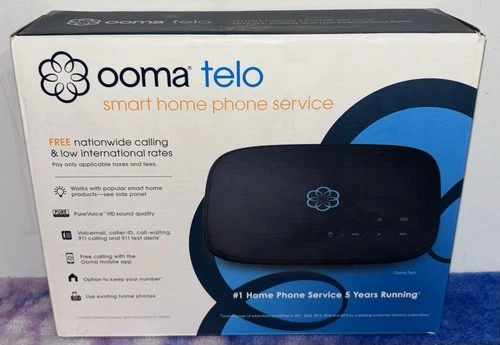 Ooma Telo: Smart Home FREE Phone Service via VoIP - Black - Complete in Box