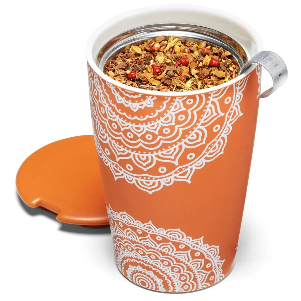 Chakra Double-Walled Ceramic Kati Cup with Removable Stainless Steel Infuser ... - Image 4 of 4