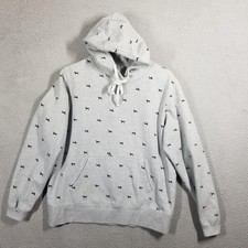 The Black Dog Hoodie Medium Gray Allover Dog Print Fleece Pullover