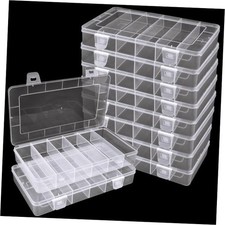 10 Pack 6 Grids Tackle Box Organizer, Clear Fishing Tackle Boxes, Clear