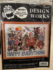 Design Works HAPPY EVERYTHING Holiday 14ct Aida Counted Cross Stitch Kit #9380