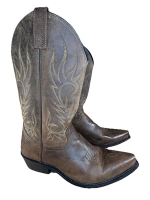 Laredo Men's Boots Brown Leather 4930 Western Cowboy Boots Slip On Size 9D Nice