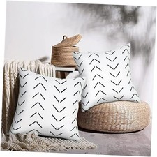 Outdoor Waterproof Throw Pillow Covers 18x18 Inch 18" x 18" Pack of 2 White