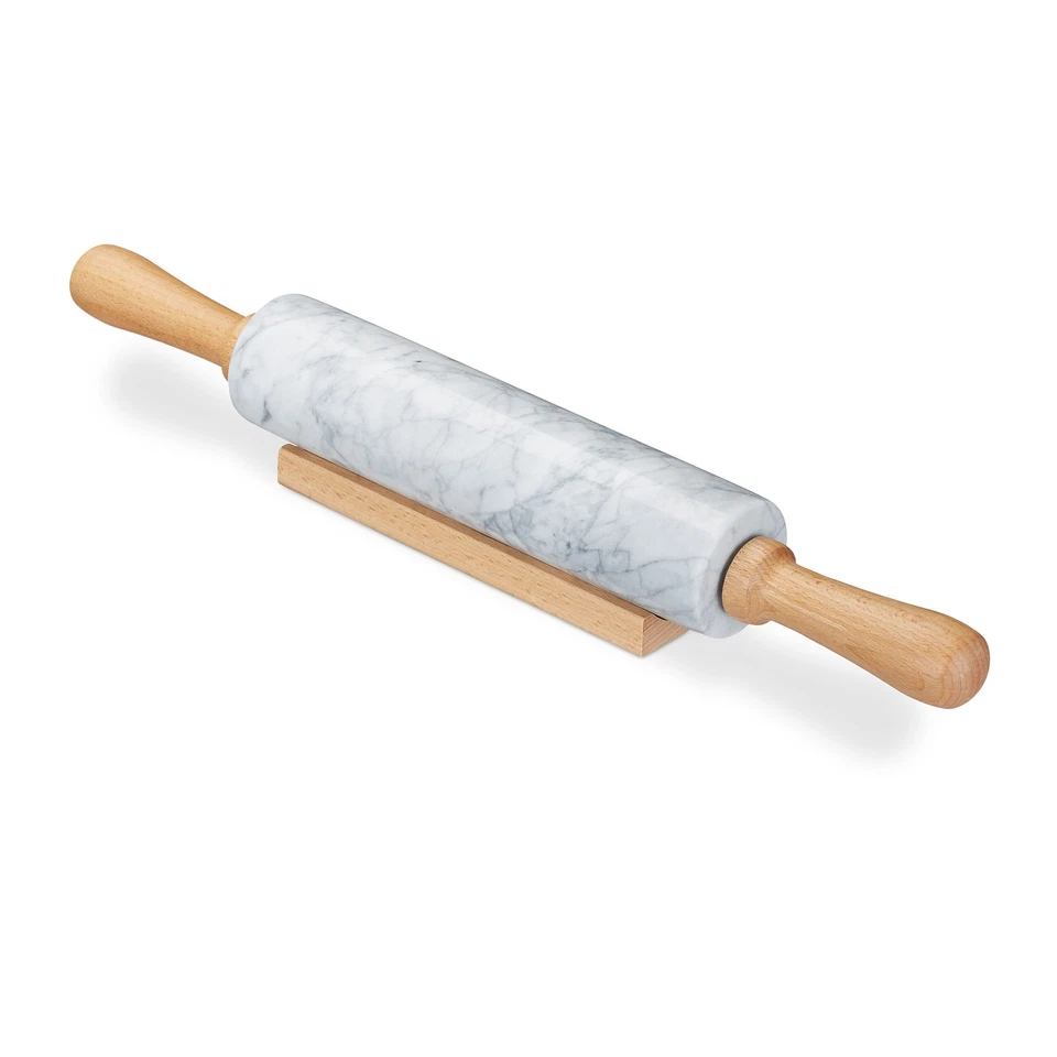 Rouleau à pâtisserie avec support en bois marbre 48 cm 2,1 kg - Photo 1/2