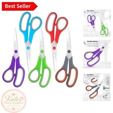 High-Quality 8-Inch Ambidextrous Scissors Set of 5 - Ideal for Crafters