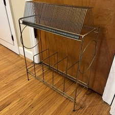 VINTAGE 1960s METAL TWO TIER RECORD STAND LP 45 7  MCM AUDIOPHILE