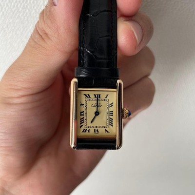 時計 Cartier Must de Tank Vermeil SM sv925 Cartier Must Tank SM Vermeil Quartz Watch Gold Plated SV925 | eBay
