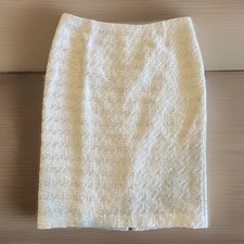 Lafayette 148 Women  s Size 10 New York White Textured Skirt Horizontal Stripe