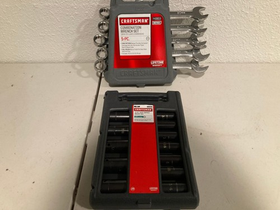#ad NOS 15886 Craftsman 12pc 1 2” Drive 6pt Deep Sockets amp; 5pc Combo Wrench Set $74.99