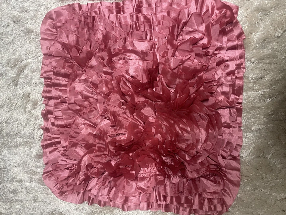 Set of 2 Stunning Surya Hot Pink Ruffled Pillow Covers 27”x27” - Image 2 of 4