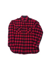 Vintage 80s Woolrich Buffalo plaid wool button up shacket shirt L made USA men  s
