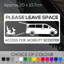 Disabled Leave Space Mobility Scooter Van - Vinyl Sticker Decal, 20 x 10.7cm