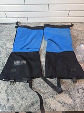 Powderline Snow Gaiters Blue Black Nylon Made In USA Reusable Pair Ski Hiking