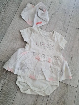 Kurzarmbody Bodykleid mit Sterne & Spucktuch *° bellybutton weiß Gr. 68