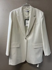 Marella Cordova  Single Button  Blazer Jacket Women's Sz 10 Ivory D1206303