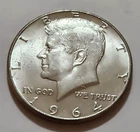 1964 Kennedy Half Dollar • Strong Luster 90% Silver • Circulated • As Shown X108