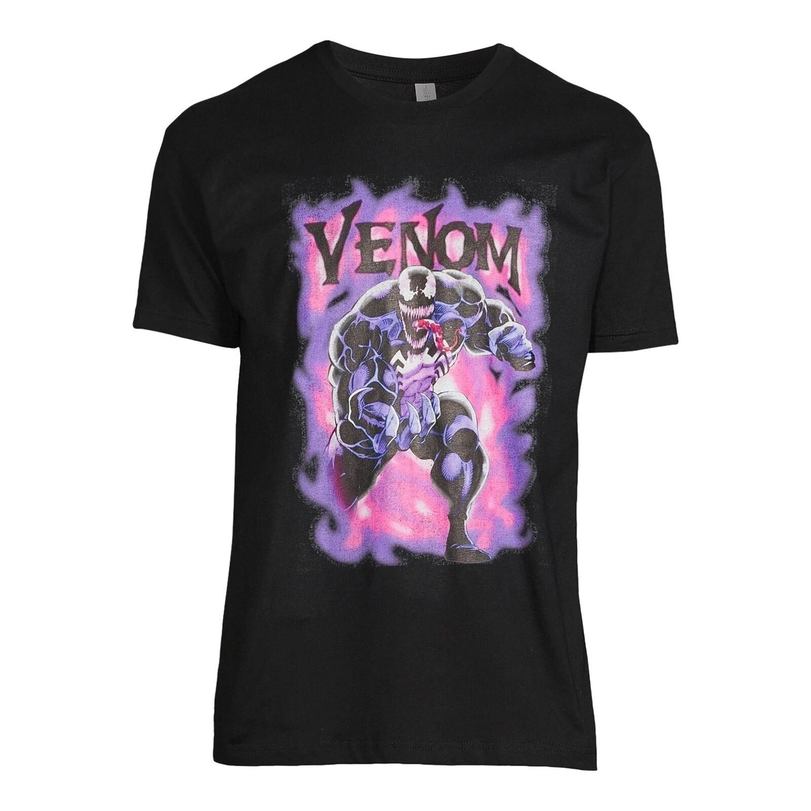 Marvel Mens Venom Purple Smoke T-Shirt Black Crew Neck Cotton Mens 2XL NEW