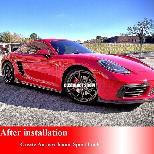 Fits Porsche 718 Boxster Cayman 2016-2019 REAL CARBON Side Skirt Extension Lip - Picture 6 of 16