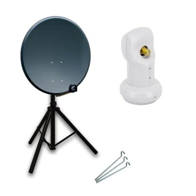PremiumX Camping SAT Anlage 60cm ALU Satelliten Schüssel Antenne Stativ LNB 4K