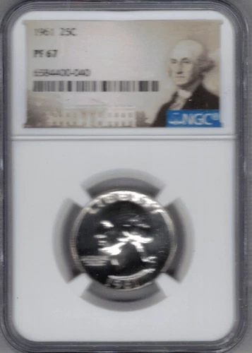 1961 NGC PF67 90% SILVER PROOF WASHINGTON QUARTER ~ PORTRAIT LABEL       stk 040
