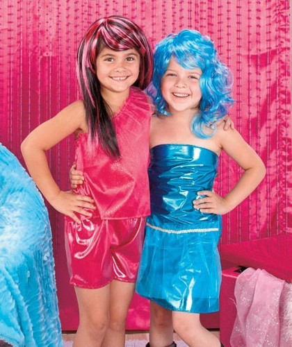 Girls KAYLEY Midnight Madness Costume Shorts Top Wig One Size Kids 3 4 5 6 7 - Picture 2 of 2