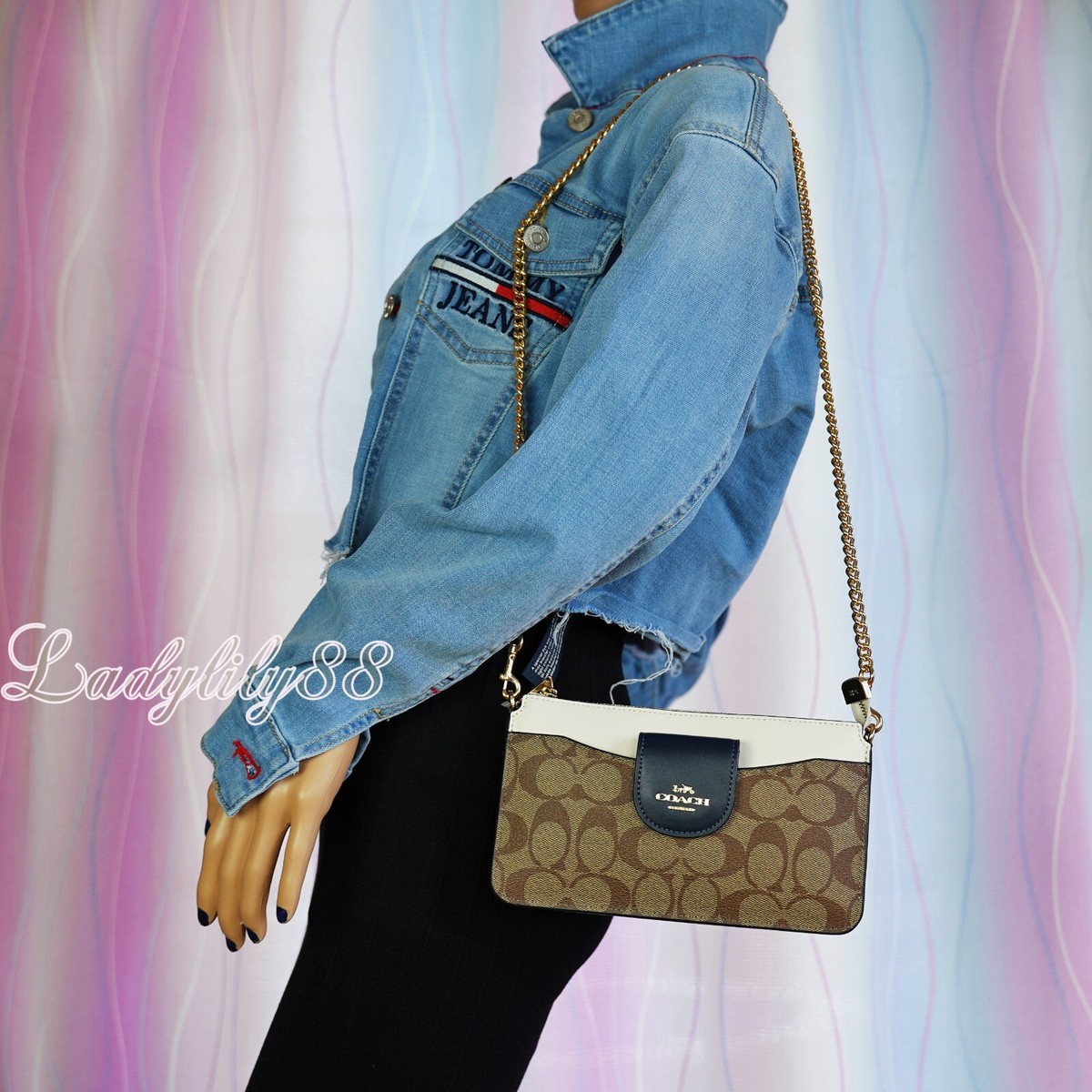 NWT Coach CF477 Poppy Crossbody In Colorblock Signature Canvas And