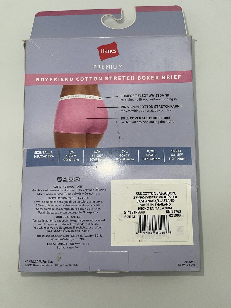 N/W/B PK Hanes Women White/Gray Premium Boxer Panty SIZE 6M