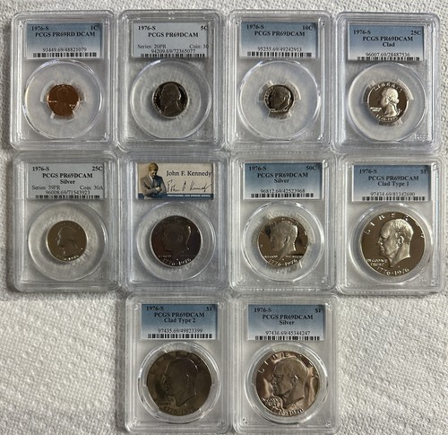 1976 S Major Varieties Proof Set (10 Coin Set) PCGS PR69DCAM - Picture 5 of 10