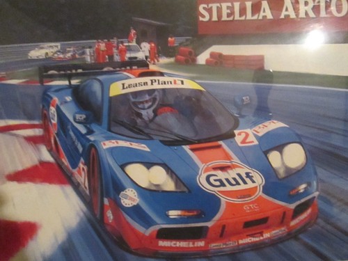 "Racing Art di Roger Warrick Ford GT a LeMans lavoro datato '97 Pro incorniciato 24""x17" - Foto 6 di 12