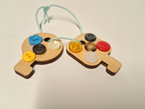 Buttons Art Multicolor Different Sizes On Beautiful Wood Locomotor Set - Picture 16 of 22