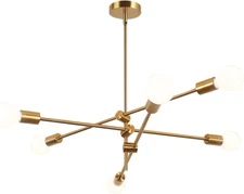 Modern Chandelier 6-Light Pendant Sputnik Lighting Mid-Century Golden Ceiling Fi
